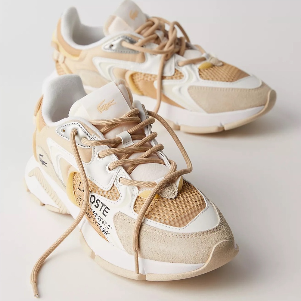 Lacoste Tan and White Athletic Shoes